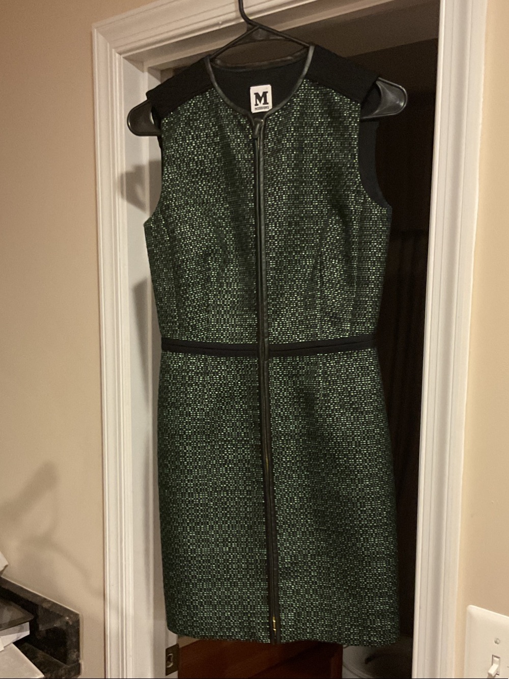 Missoni Green and Black Zip-Front Tweed Mini Dress